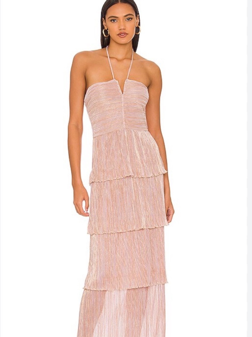 SAYLOR Dusty Rose Strapless Tiered Maxi Dress